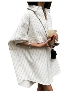 Gorglitter White Woman’s Button Down Shirt Dress (NEW Medium Size)